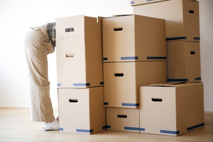 Stacked moving boxes